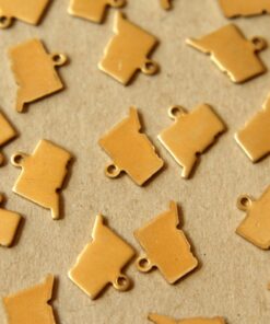 8 pc. Raw Brass Connecticut State Charms / Blanks: 10mm by 10mm - made in USA | RB-971