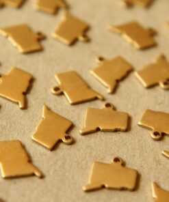 8 pc. Raw Brass Connecticut State Charms / Blanks: 10mm by 10mm - made in USA | RB-971