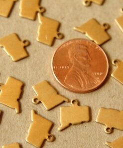 8 pc. Raw Brass Connecticut State Charms / Blanks: 10mm by 10mm - made in USA | RB-971