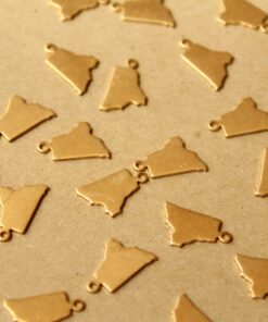 8 pc. Raw Brass Rhode Island State Charms / Blanks: 9mm by 14mm - made in USA | RB-1046