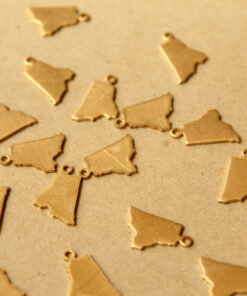 8 pc. Raw Brass Rhode Island State Charms / Blanks: 9mm by 14mm - made in USA | RB-1046