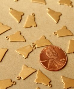 8 pc. Raw Brass Rhode Island State Charms / Blanks: 9mm by 14mm - made in USA | RB-1046