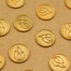 4 pc. Raw Brass Flame Coin Stampings: 15mm diameter- made in USA | RB-947