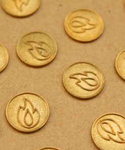 4 pc. Raw Brass Flame Coin Stampings: 15mm diameter- made in USA | RB-947