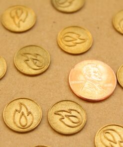 4 pc. Raw Brass Flame Coin Stampings: 15mm diameter- made in USA | RB-947