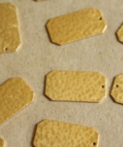3 pc. Raw Brass Hammered Rectangle Tag with Clipped Corners: 26mm by 14mm - made in USA | RB-1058