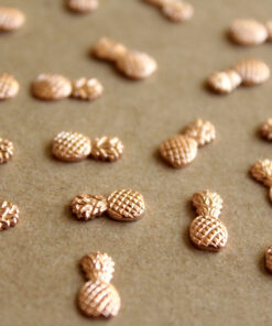 8 pc. Tiny Rose Gold Brass Pineapples: 9.5mm by 5mm - made in USA tropical fruit summer holiday vacation hawaii food | ROS-017