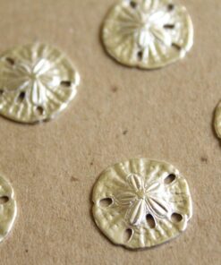 6 pc. Small Silver Plated Brass Sand Dollars: 15mm by 16mm - made in USA | SI-090