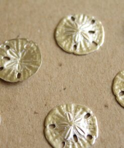 6 pc. Small Silver Plated Brass Sand Dollars: 15mm by 16mm - made in USA | SI-090