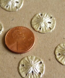 6 pc. Small Silver Plated Brass Sand Dollars: 15mm by 16mm - made in USA | SI-090