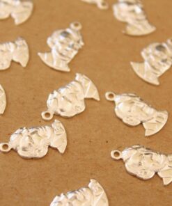 8 pc. Silver Plated Brass Abe Lincoln Charms: 15mm by 9mm - made in USA | SI-172