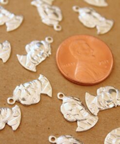 8 pc. Silver Plated Brass Abe Lincoln Charms: 15mm by 9mm - made in USA | SI-172