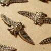 1 pc. Large Antique Brass Plated Owls With Spread Wings: 55mm by 18mm - made in USA | AB-015
