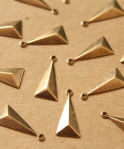 12 pc. Small Antique Brass Plated Faceted Isosceles Triangle Charms : 15mm by 8.5mm - made in USA | AB-016