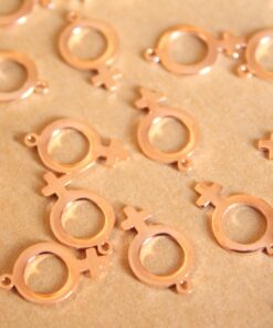 10 pc. Rose Gold Plated Brass Female Symbol Charms: 17mm by 10mm - made in USA | ROS-060