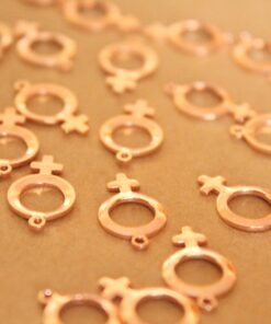10 pc. Rose Gold Plated Brass Female Symbol Charms: 17mm by 10mm - made in USA | ROS-060