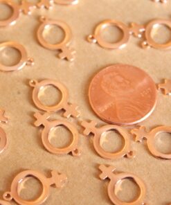 10 pc. Rose Gold Plated Brass Female Symbol Charms: 17mm by 10mm - made in USA | ROS-060