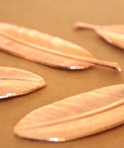 2 pc. Large Rose Gold Plated Brass Feathers: 53mm by 15mm - made in USA - leaf leaves bird tribal nature boho brooch bobby pin | ROS-062
