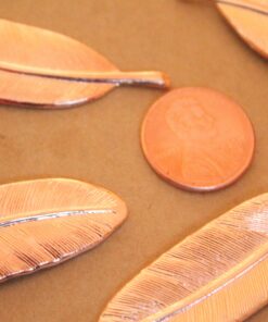 2 pc. Large Rose Gold Plated Brass Feathers: 53mm by 15mm - made in USA - leaf leaves bird tribal nature boho brooch bobby pin | ROS-062