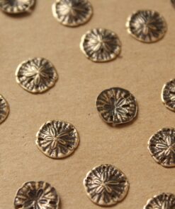 8 pc. Tiny Antique Brass Plated Sand Dollars: 11mm by 11mm - made in USA | AB-005