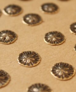 8 pc. Tiny Antique Brass Plated Sand Dollars: 11mm by 11mm - made in USA | AB-005