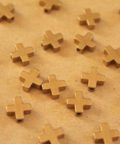 20 pc. Raw Brass Plus Sign / Cross Spacer Beads, 8mm by 8mm | FI-461
