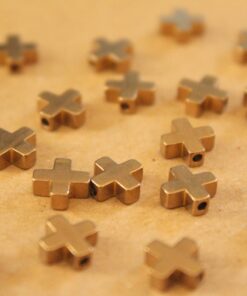 20 pc. Raw Brass Plus Sign / Cross Spacer Beads, 8mm by 8mm | FI-461