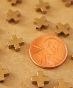20 pc. Raw Brass Plus Sign / Cross Spacer Beads, 8mm by 8mm | FI-461