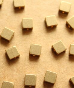 20 pc. Raw Brass Square Beads, 6mm by 6mm | FI-476