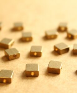 20 pc. Raw Brass Square Beads, 6mm by 6mm | FI-476