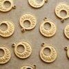 4 pc. Raw Brass Laurel Wreath Coin Charms: 16mm by 14mm - made in USA | RB-1151