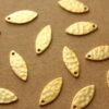 10 pc. Gold Plated Brass Hammered Marquis Shape Charms: 6.5mm by 15mm - made in USA | GLD-009