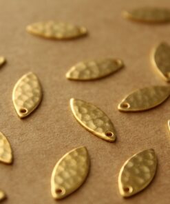10 pc. Gold Plated Brass Hammered Marquis Shape Charms: 6.5mm by 15mm - made in USA | GLD-009