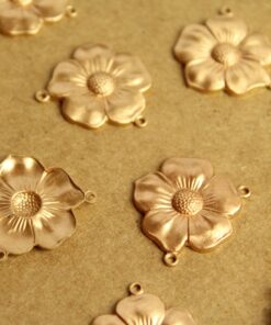 1 pc. Raw Brass Dogwood Flower Two Hole Connectors: 23mm by 20mm - made in USA, Five Petal Flower Cherry Blossom Spring Bloom | RB-1252