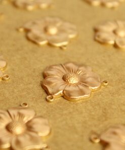 1 pc. Raw Brass Dogwood Flower Two Hole Connectors: 23mm by 20mm - made in USA, Five Petal Flower Cherry Blossom Spring Bloom | RB-1252