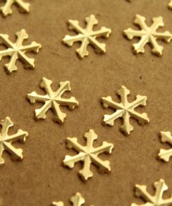 10 pc. Tiny Gold Plated Brass Snowflake Stampings: 11mm in diameter - made in USA | GLD-051