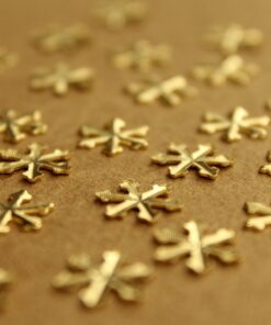 10 pc. Tiny Gold Plated Brass Snowflake Stampings: 11mm in diameter - made in USA | GLD-051
