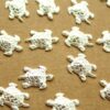 6 pc. Small Silver Plated Brass Turtles: 19mm by 13mm - made in USA | SI-324