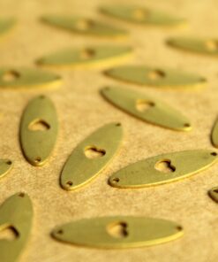 20 pc. Raw Brass Oval Connectors with Heart Cutouts: 19mm by 6.5mm - made in USA | RB-1277
