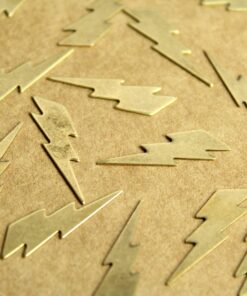 12 pc. Medium Antique Brass Plated Lightning Bolts: 25mm by 7mm - made in USA | AB-209