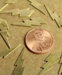 12 pc. Medium Antique Brass Plated Lightning Bolts: 25mm by 7mm - made in USA | AB-209
