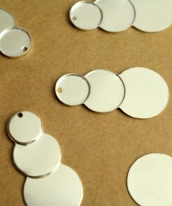 6 pc. Silver Plated Brass Tiered Circle Charms: 33mm by 16mm - made in USA | SI-357