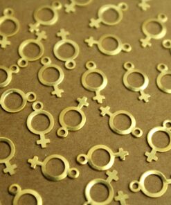 20 pc. Tiny Gold Plated Brass Female Symbol Charms: 12mm by 6.5mm - made in USA | GLD-100
