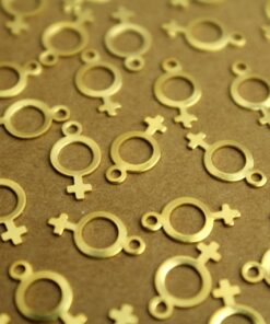 20 pc. Tiny Gold Plated Brass Female Symbol Charms: 12mm by 6.5mm - made in USA | GLD-100