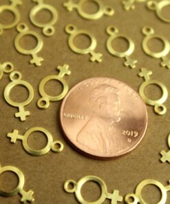 20 pc. Tiny Gold Plated Brass Female Symbol Charms: 12mm by 6.5mm - made in USA | GLD-100