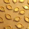 8 pc. Raw Brass Oval Cabochon Connector Settings: 15mm by 9mm - made in USA | RB-1316