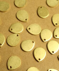 8 pc. Raw Brass Teardrop Charms: 12mm by 10mm | MIS-039*