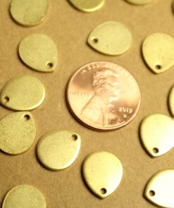 8 pc. Raw Brass Teardrop Charms: 12mm by 10mm | MIS-039*