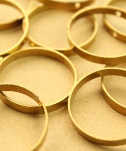 6 pc. Large Raw Brass Round Circle Charms: 30mm diameter | MIS-340