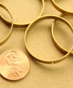 6 pc. Large Raw Brass Round Circle Charms: 30mm diameter | MIS-340